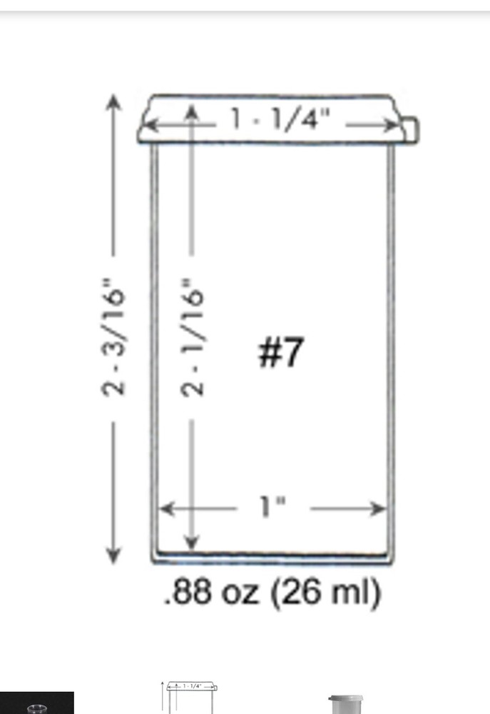 Storage Vials Plastic 25ml with white snap on cap 25 per pack
