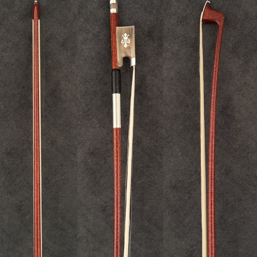 Master Violin Bow 4/4 Carbon Core Pernambuco Skin OX Horn Fleur-De-Lys Silver