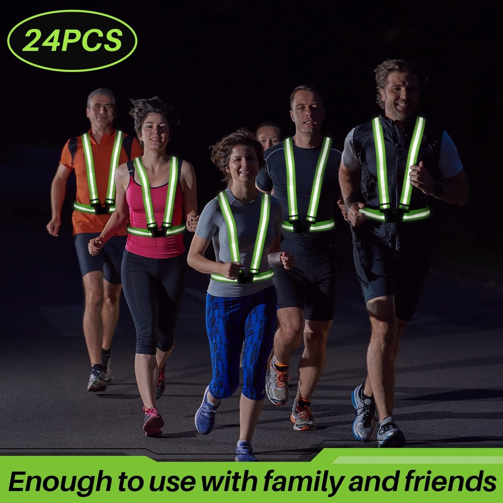 Hercicy 24 Pcs Reflective Running Vest Fluorescent Green