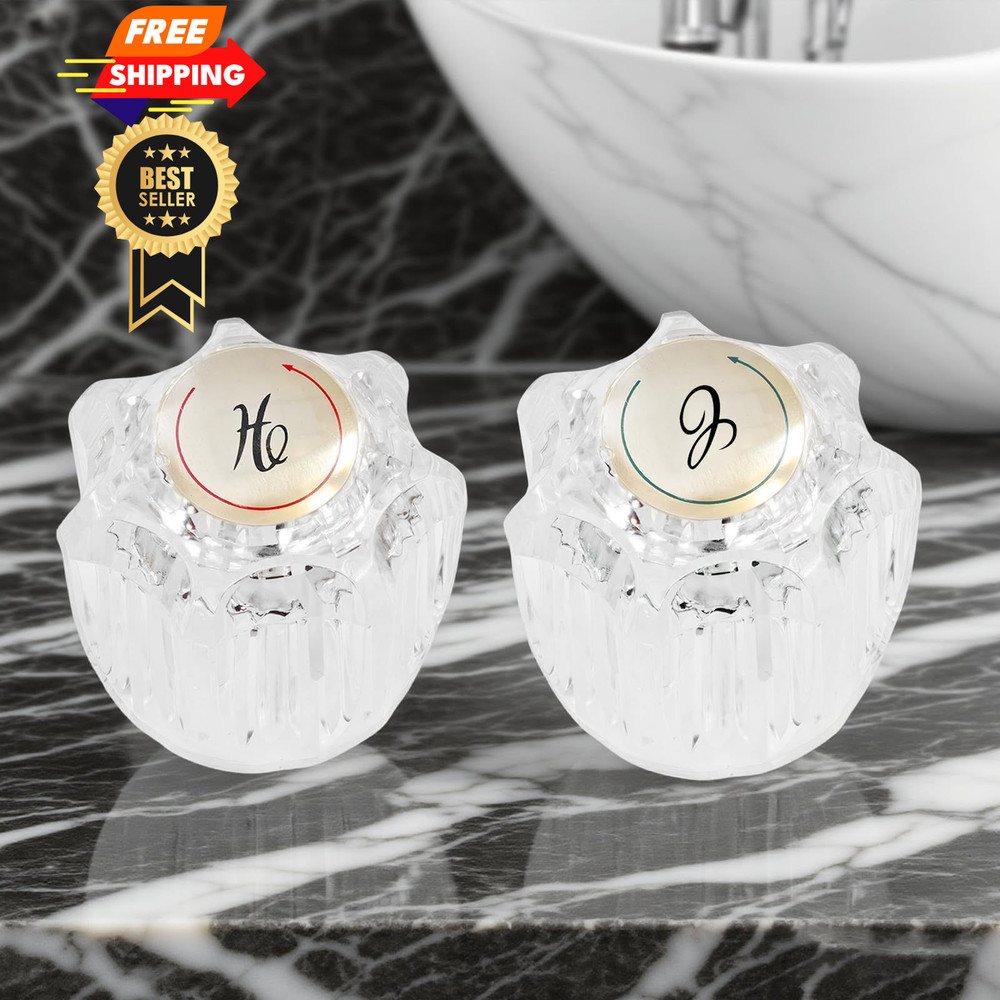 2PCS Clear Acrylic Faucet Handles Knobs Replacement Kit,Bathtub Transparent
