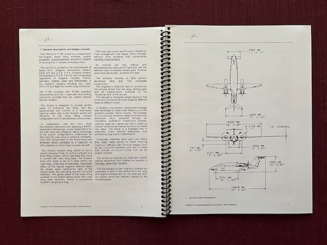 Piaggio P180 Spec and Description 2002 Spiral Brochure