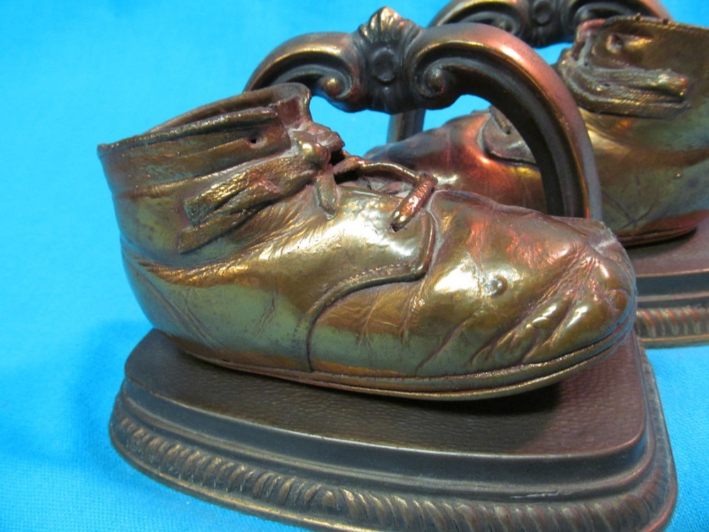 BRONZED BABY SHOES CAST IRON BOOKENDS