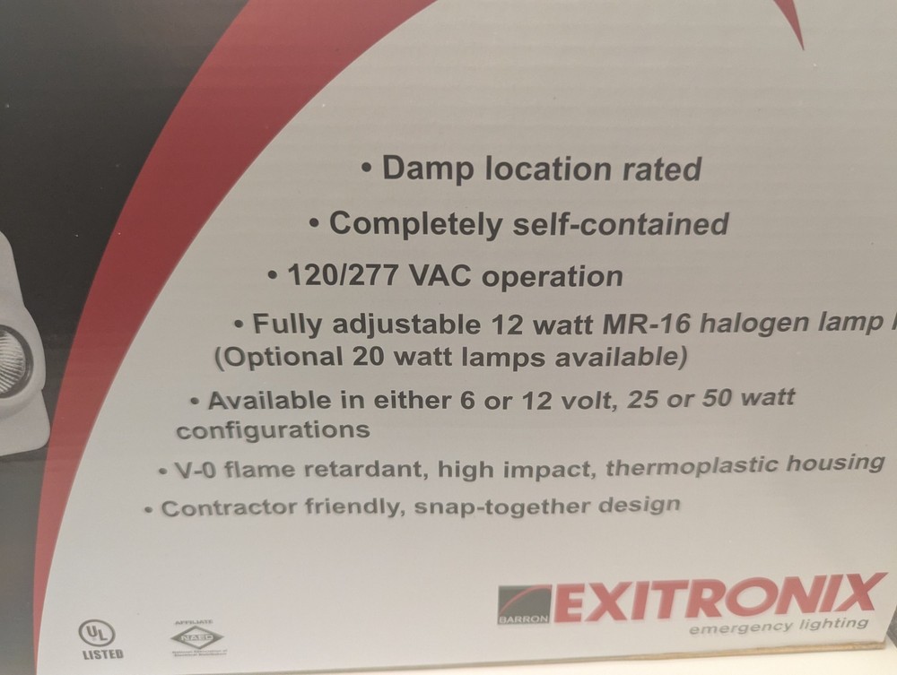 Emergency Light-battery Back Up- Exitronix LL50H-6-12 series