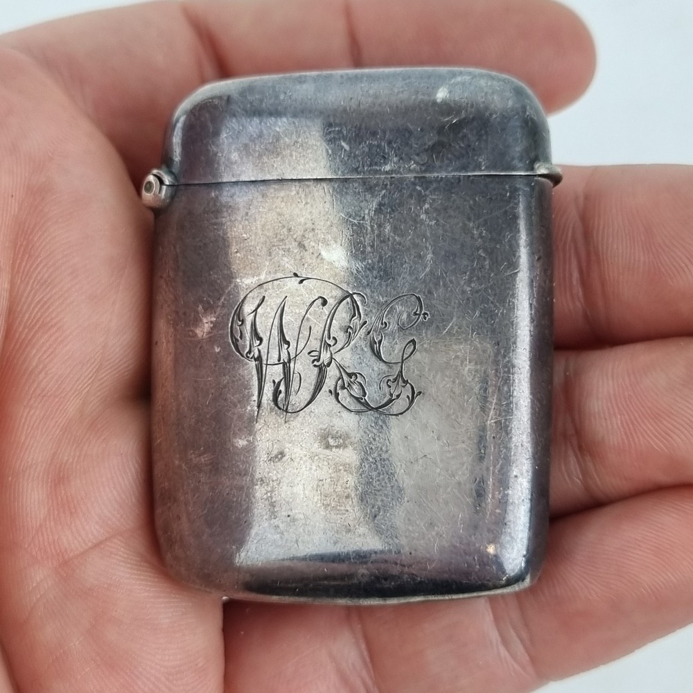 Antique Solid Silver Vesta Case Initials Birmingham 1897 Minshull & Latimer