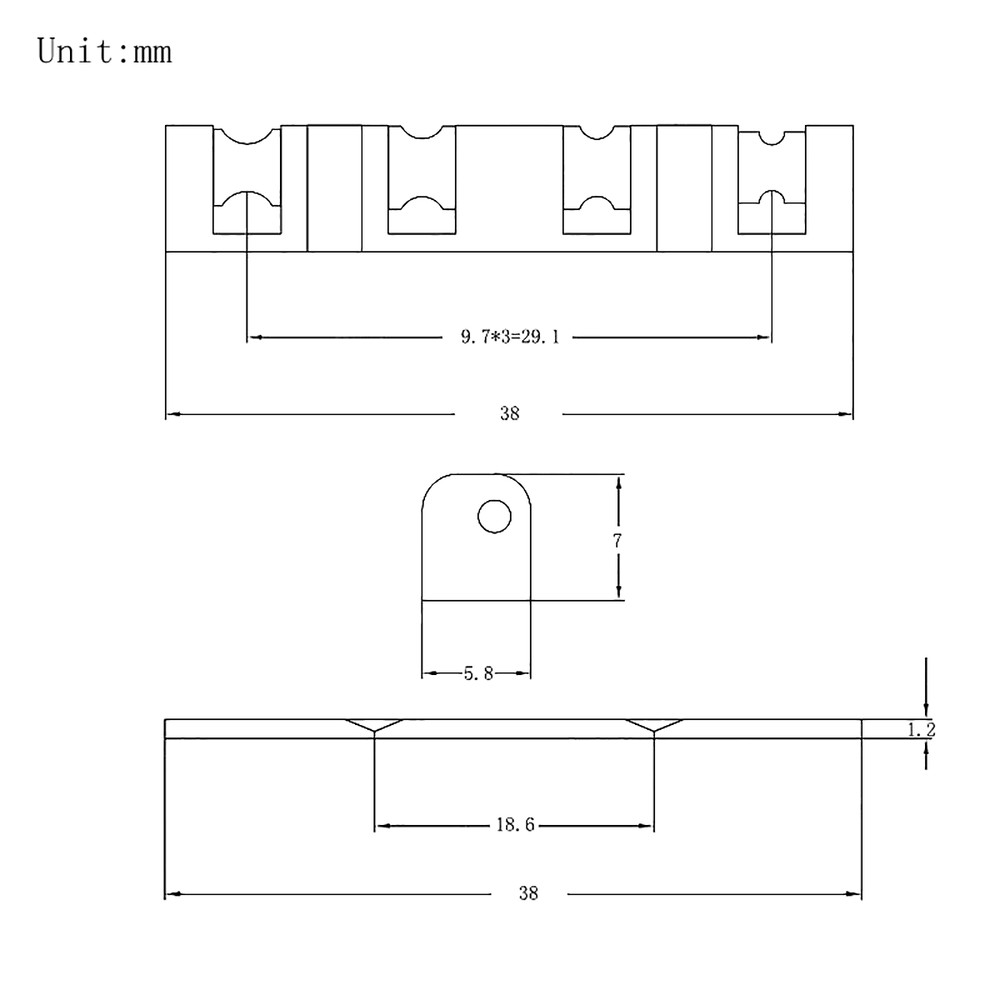 4 String Bass Nut 38mm Split Regulation Adjustable Height Brass Roller Nut