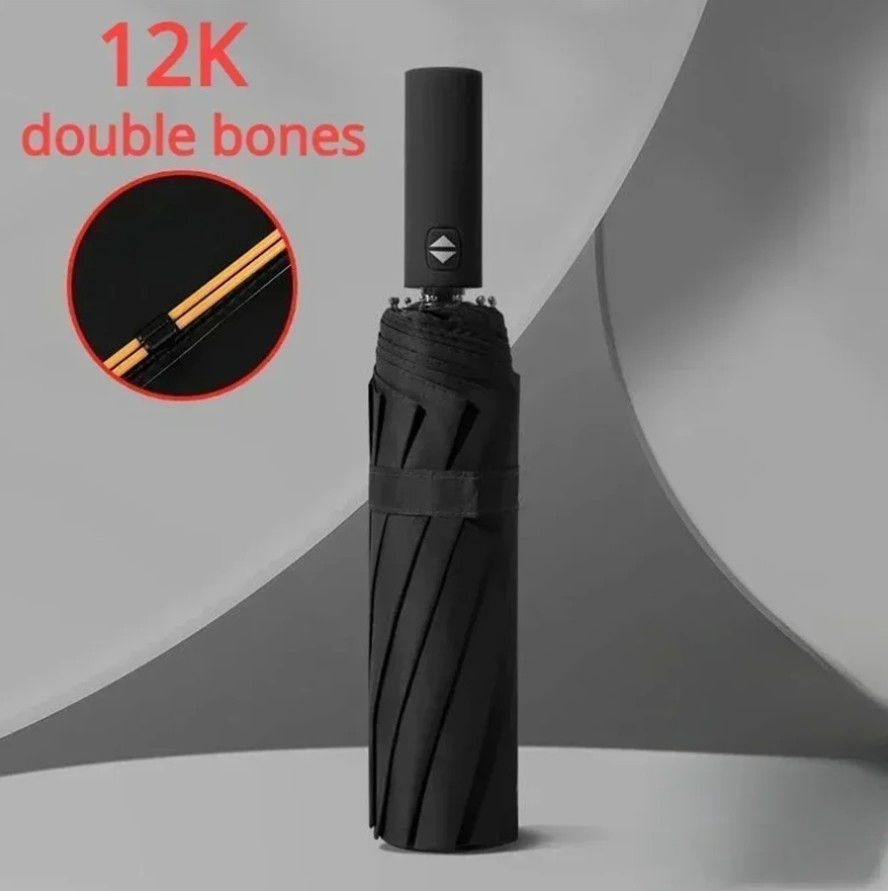 1pc 12-Bone Automatic Folding Umbrella UV Resistant with Strong Durable Frame