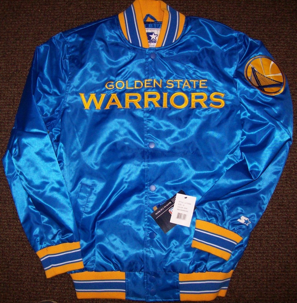 Warriors Jacket NBA Golden State STARTER Snap Down BLUE Small