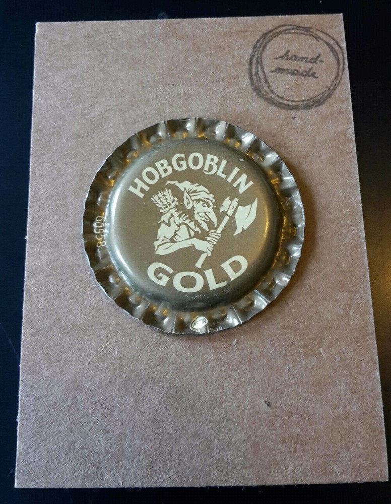 BOTTLE CAP FRIDGE MAGNET HOBGOBLIN GOLD
