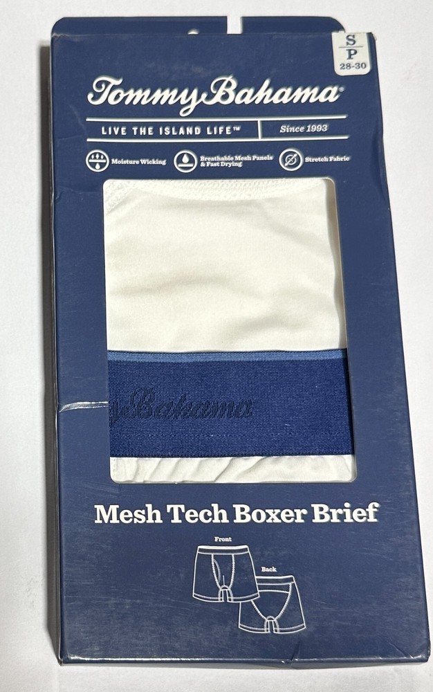 Tommy Bahama Mesh Tech Boxer Briefs, Small, Medium, & Large Sizes, White & Gray