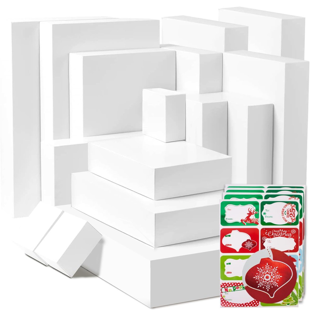 16 White Gift Wrap Boxes Bulk with Lids for Wrapping Extra Large Clothes and ...