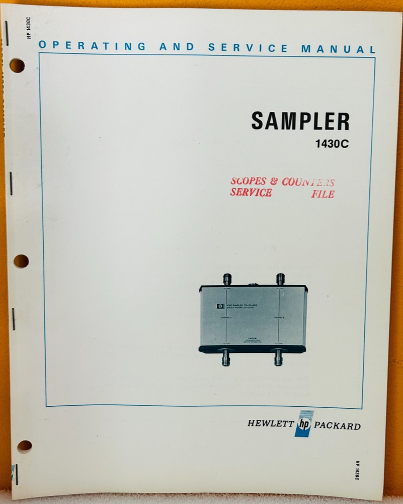 HP 01430-90905 1972 Model 1430C Sampler Operating & Service Manual.