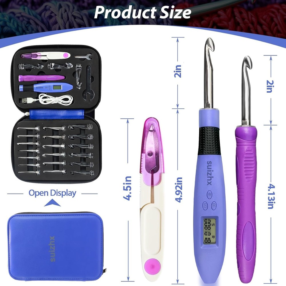 Lighted Crochet Hook Set: 22 Sizes & Stitch Counter for Creative Projects