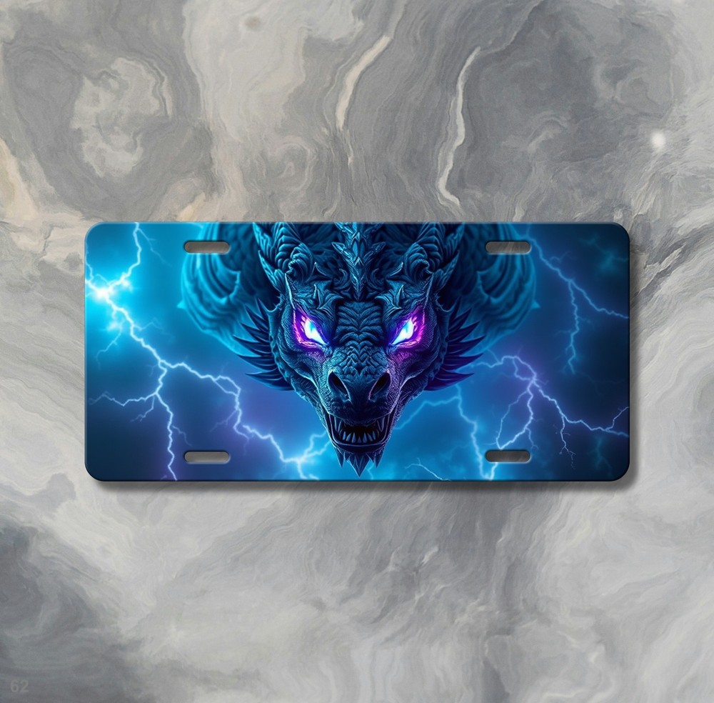 Dragon License Plate Elemental Dragon Visual Art Text Option Available Unique Gi