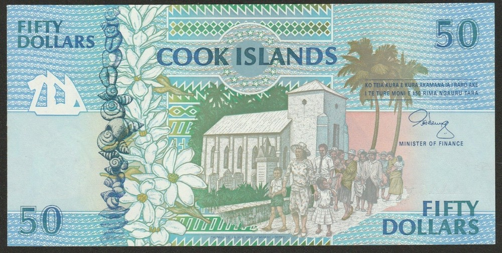 1992 COOK ISLANDS 50 DOLLAR NOTE UNC
