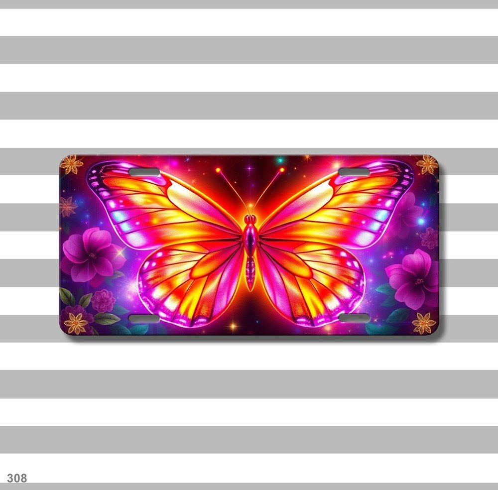 Fantasy Butterfly License Plate Auto Tag Custom Text Available Bright Butterfly