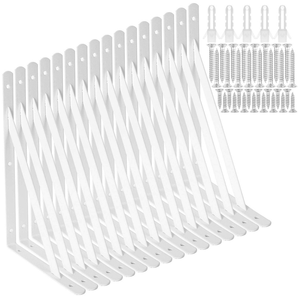 16 Pack 12 Inch Shelf Brackets Heavy Duty Right Angle Bracket Triangle Shelf ...