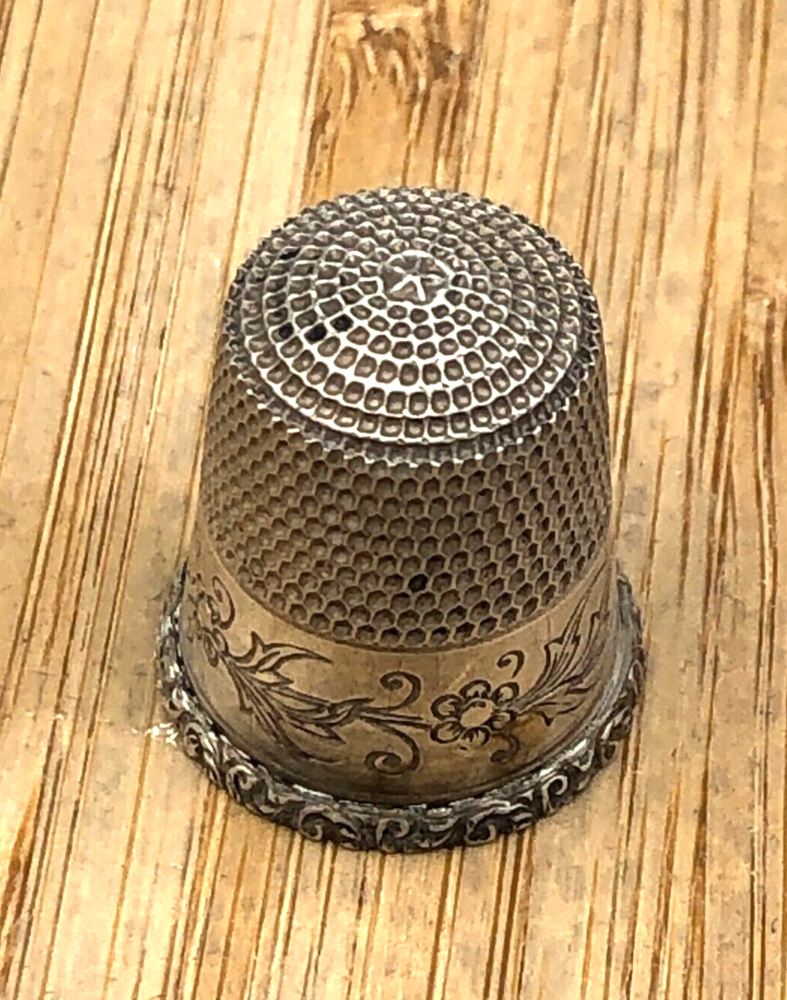 Vintage Sterling Silver Thimble, size 11 with pretty vine pattern