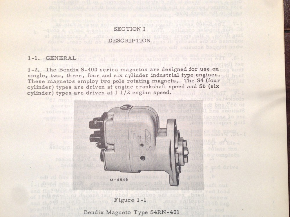 Bendix S-400 Flange Mounted Magneto Install, Service & Operation Manual