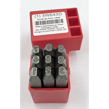 Hand Stamp Kit, Number Set, 3W643