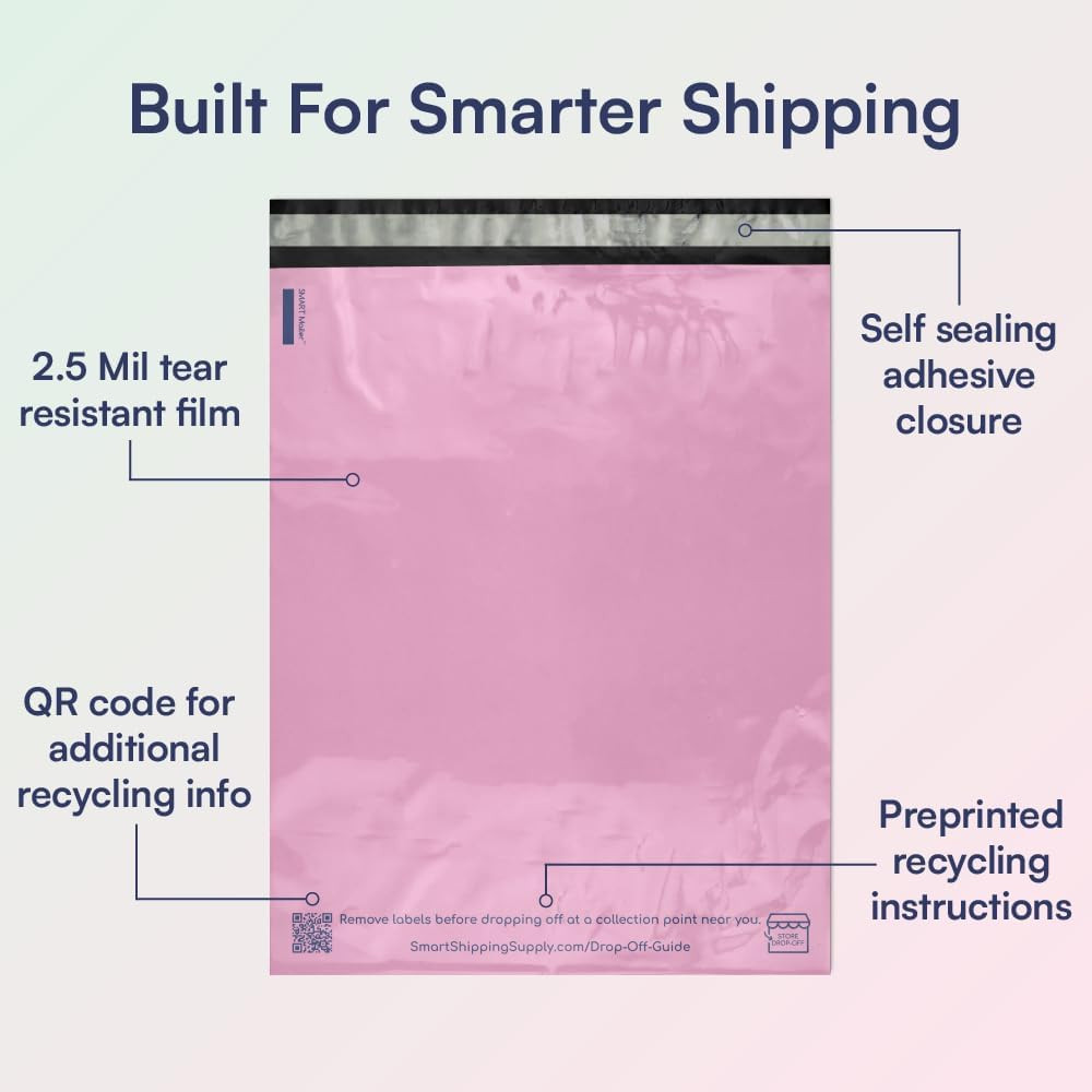 100 Count, 10X13 Inch 100% Recycled Poly Mailers Eco Friendly Packaging Envelope