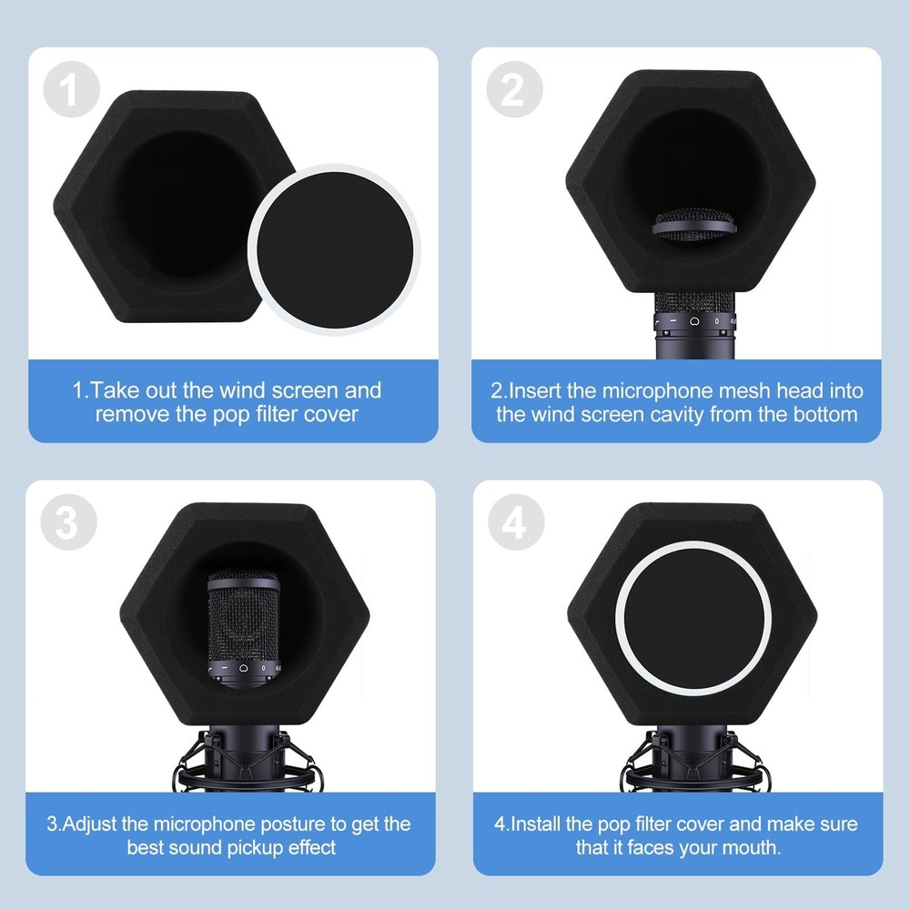 Microphone Wind Shield Pop Filter Isolation Ball, Acoustic for Record Studios...