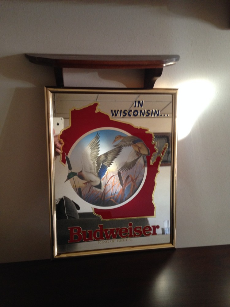Budweiser In Wisconsin Ducks Mirror Sign, 1991