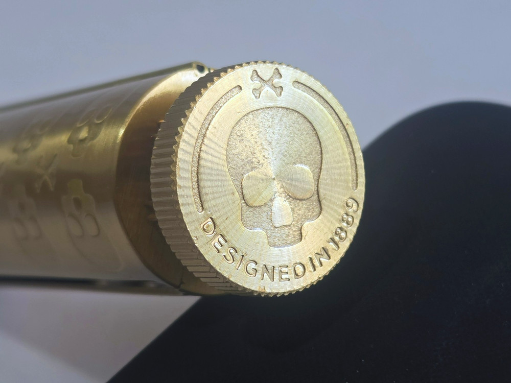 Solid Brass Cigarette Roller Kit, Skull Crossbones Design 70mm w/ Tray
