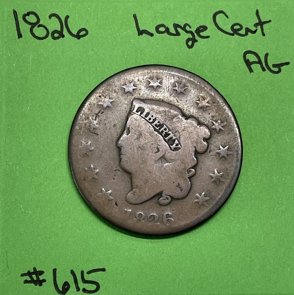 1826 Large Cent 1c AG About Good