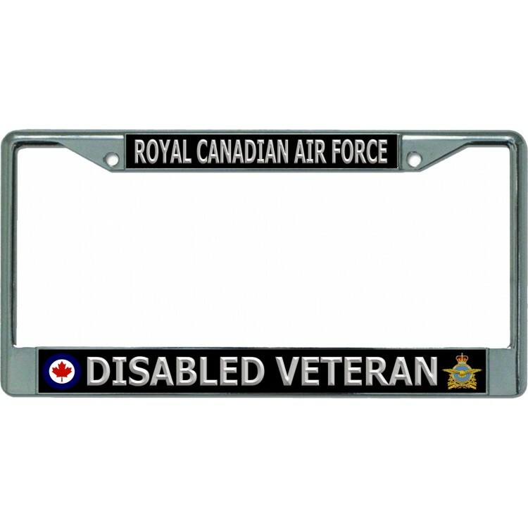 royal canadian air force disabled veteran logo chrome license plate frame