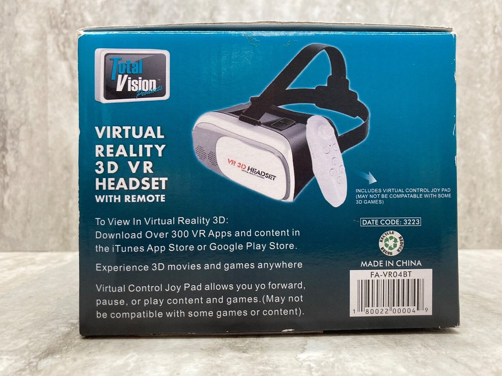 Virtural Reality 3D VR Headset. by Total Vision Comes with Remote