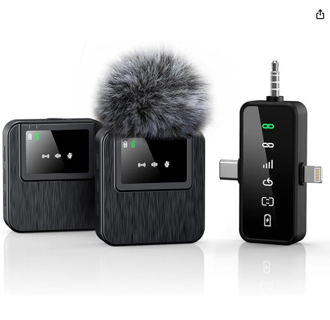 BAILIXIN 3-in-1 Mini Microphone for iPhone, Android, Camera