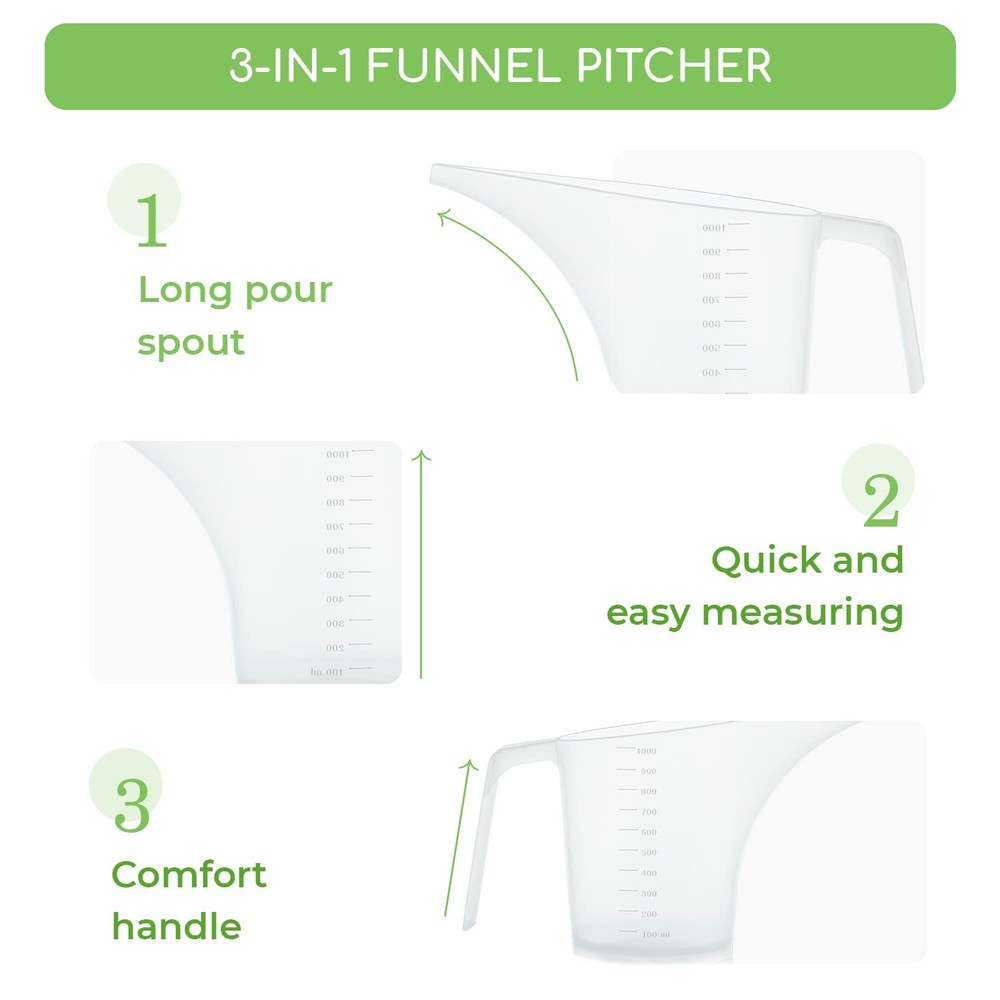 Funnel Pitcher for Soap Making, Large Capacity Easy Pour Container with Long ...