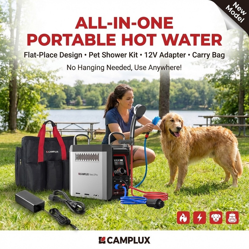 All-in-One Carry Bag Portable Propane Water Heater Camplux Outdoor Complete Kit