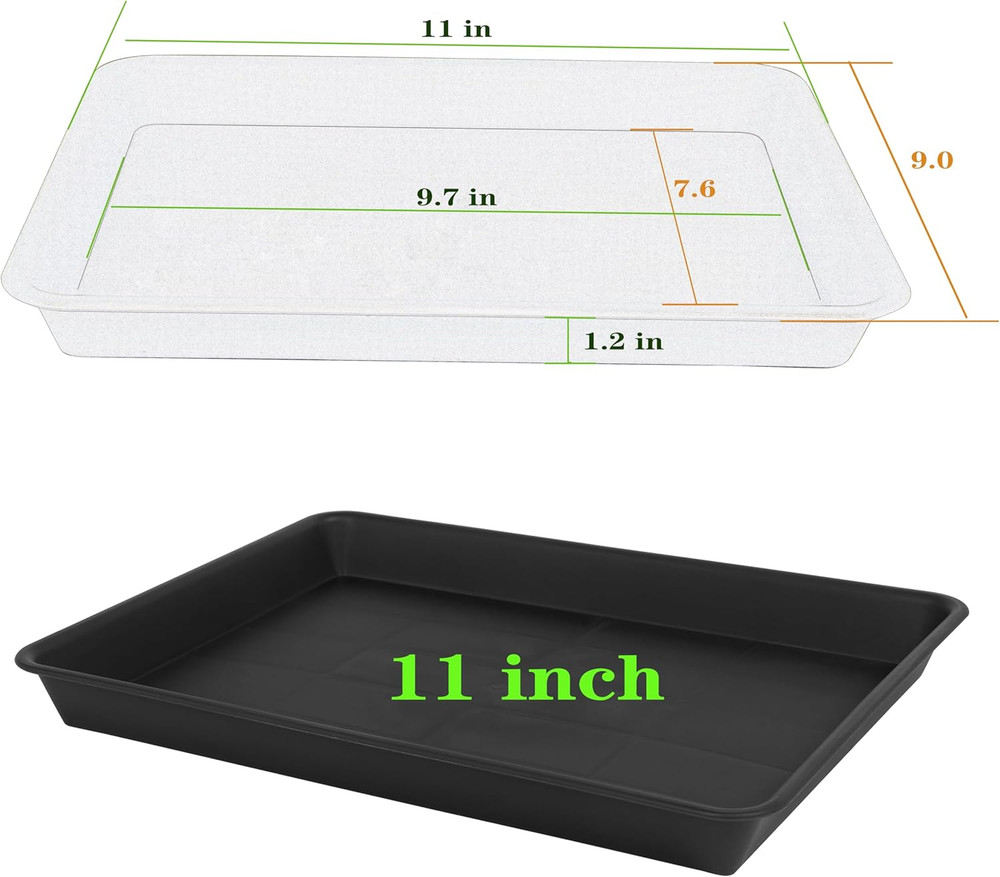 Plant Saucer Growing Tray, Seed Starter Tray Rectangular, Heavy Sturdy Plastic P