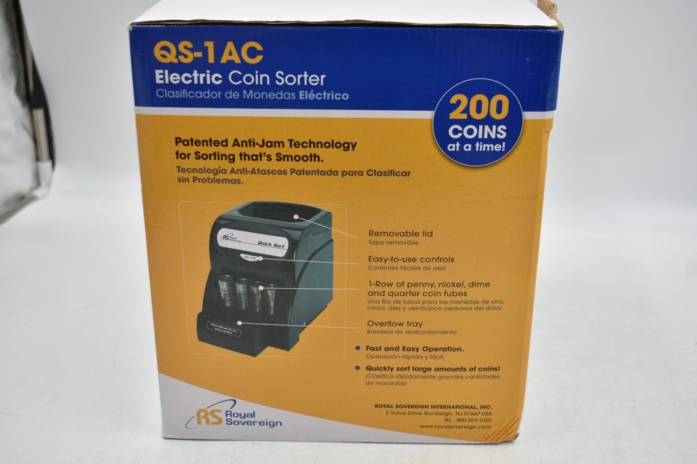 Royal Sovereign Quick Sort Counter Top Coin Sorting Machine QS-1AC Tested