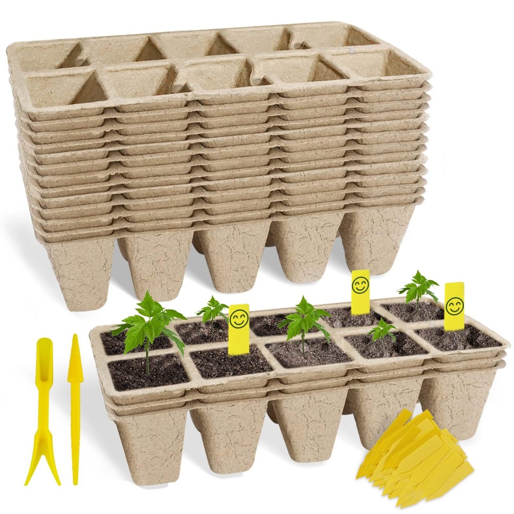 Seed Starter Tray 100 Cells, Biodegradable Peat Pots for Seedlings, 10 Pack 1...