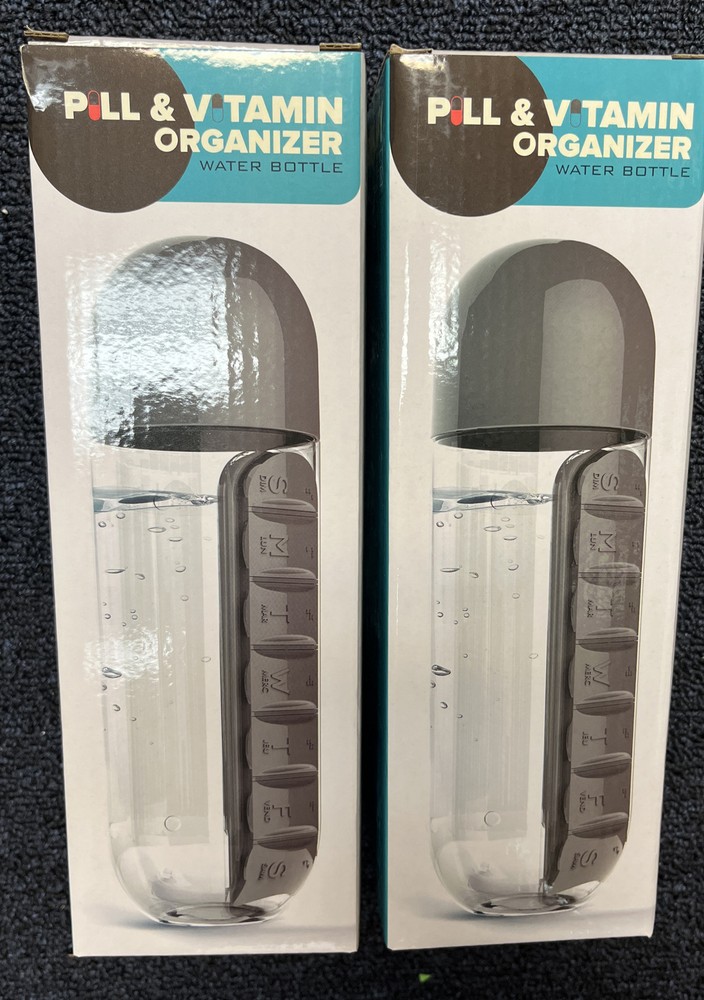 PILL & VITAMIN ORGANIZER WATER BOTTLE 4 PACK!