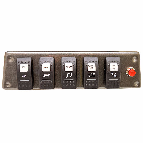 Godfrey Boat Switch Panel | 9 x 2 1/2 Inch Charcoal Gray