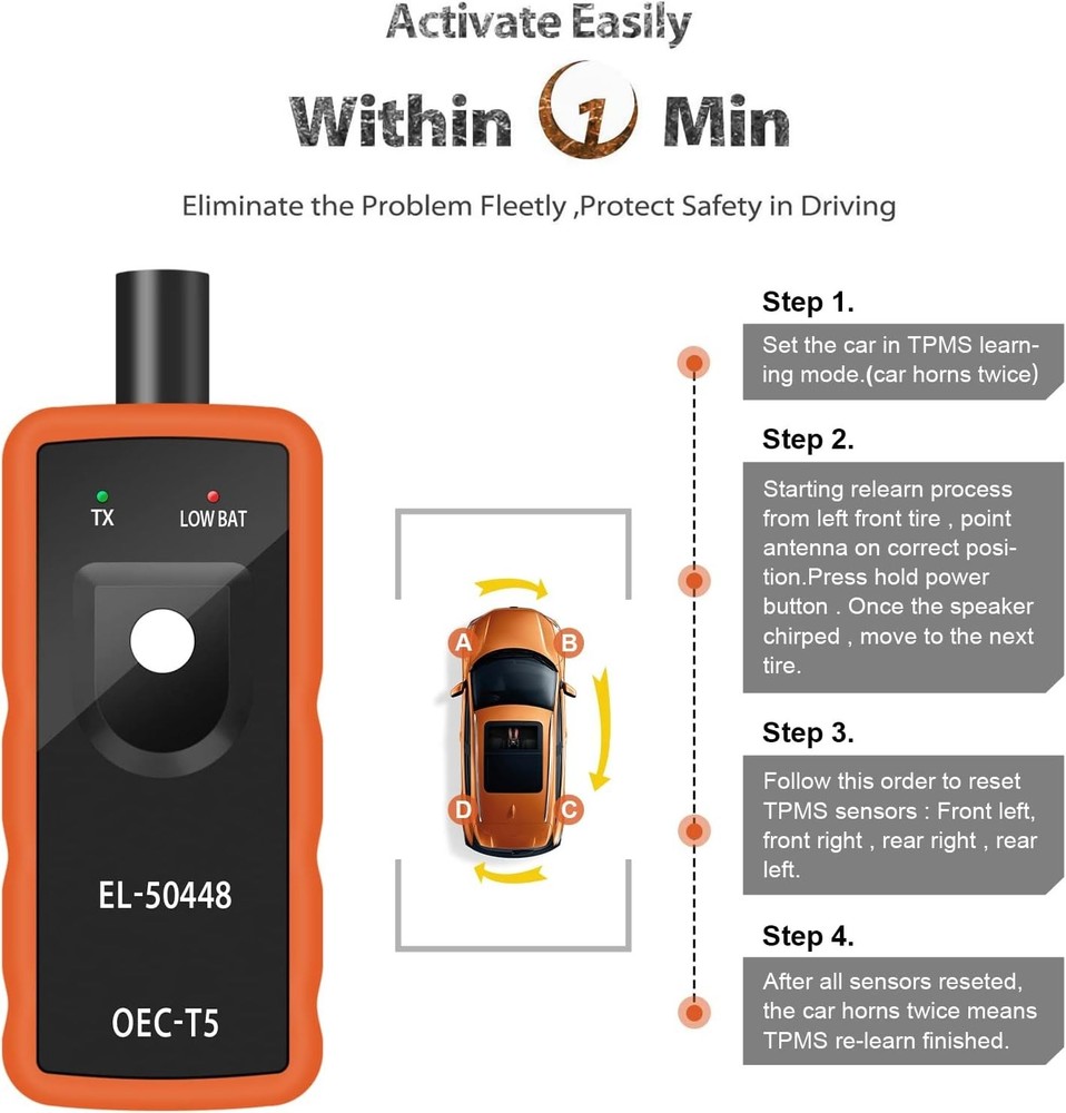 Upgraded EL50448 TPMS Relearn Tool - Fast Activation & Wide Compatibility