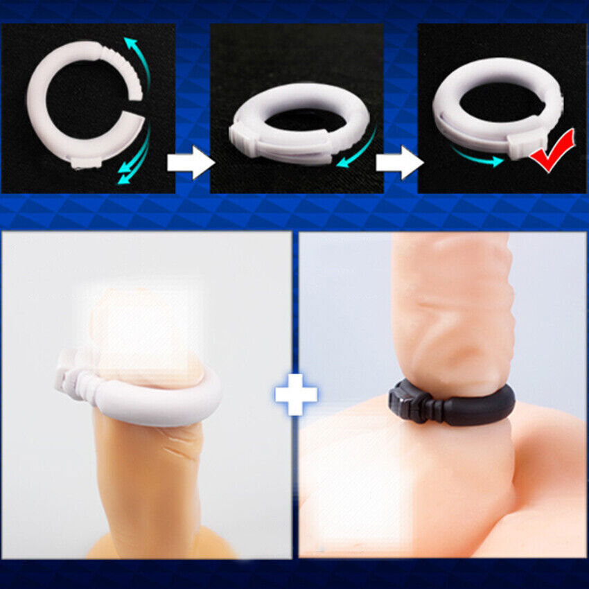 Male Adjustable Silicone Penis Cock Ring Enhancer-Prolonging Delay-Ejaculation