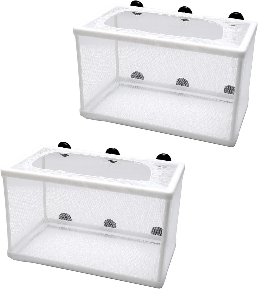 2 Pack Fish Tank Breeder Net,Fish Isolation Breeding Hatching Box, Plastic Fr...