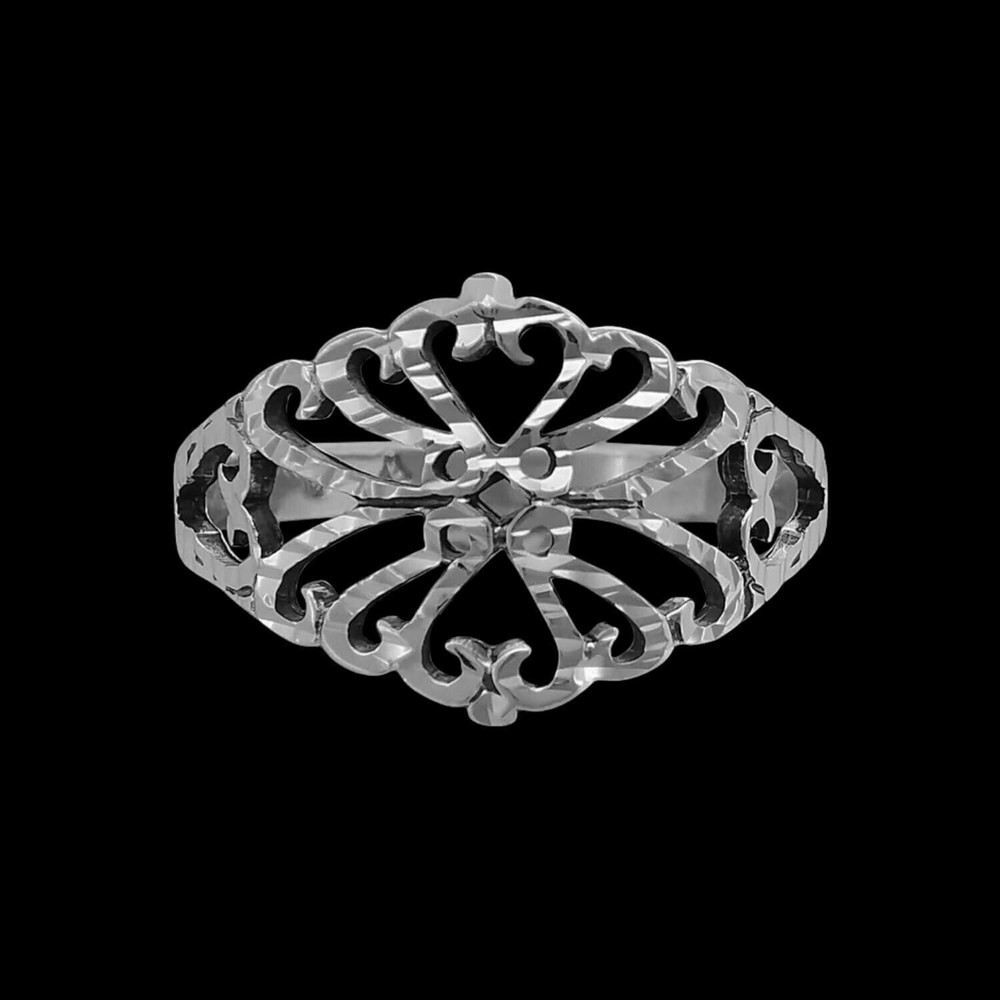 Diamond Cut Wide Damask Ring