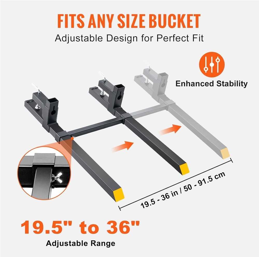 Versatile 2000 Lbs Pallet Forks with Stabilizer Bar for Safe Heavy Lifting