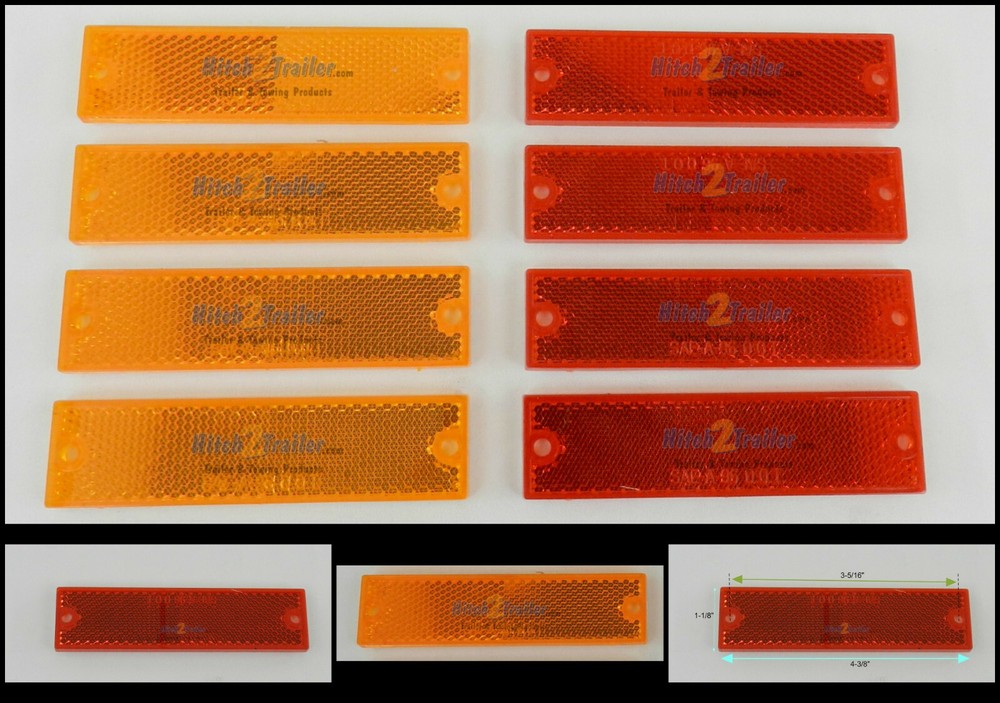 (4) Red & (4) Amber Thinline Self Adhesive/Screw Mount Reflectors, RE-15 series