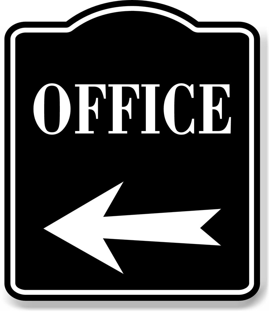 Office Left Arrow BLACK Aluminum Composite Sign