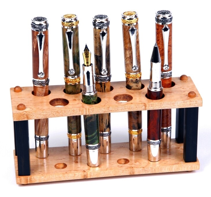 Lanier Pens - Maple and Ebony Upright Stand - 9 Pen