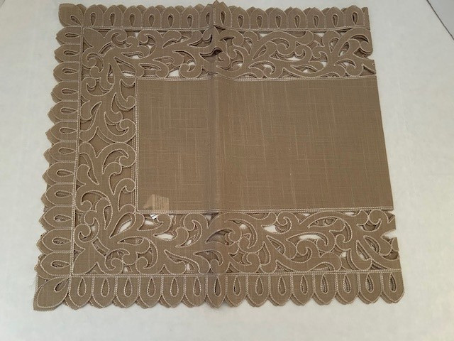 NEW Beige/brown 16 x 70 Cutwork Scroll Table Runner