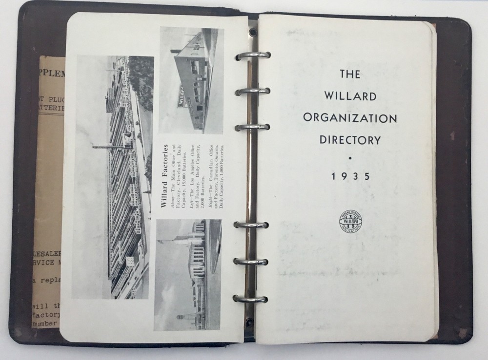 Rare Vintage 1935 Willard Battery Company Directory & Line Manual Book