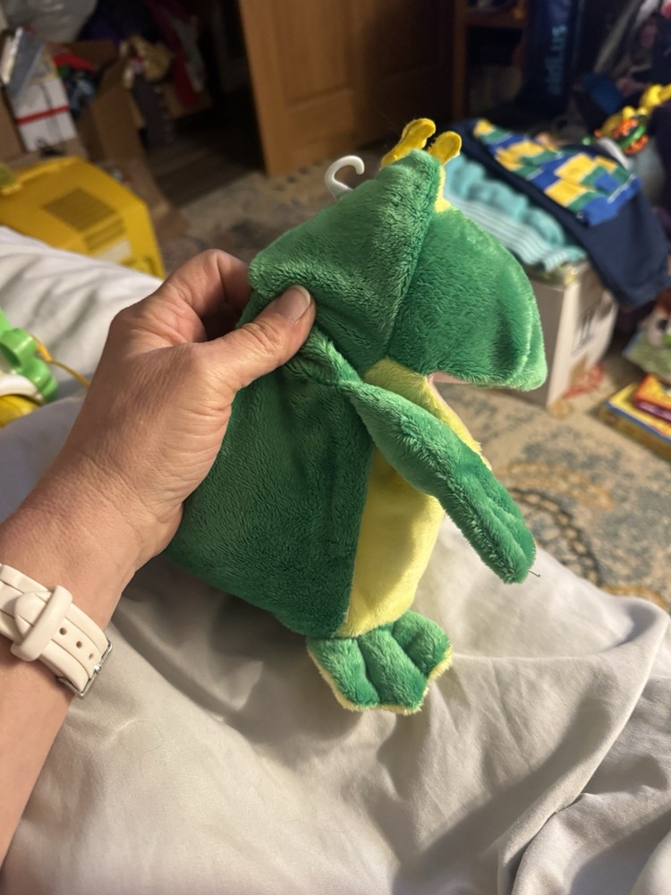 Dan Dee Frog Prince Green Plush Hand Puppet Plastic Eyes 10"