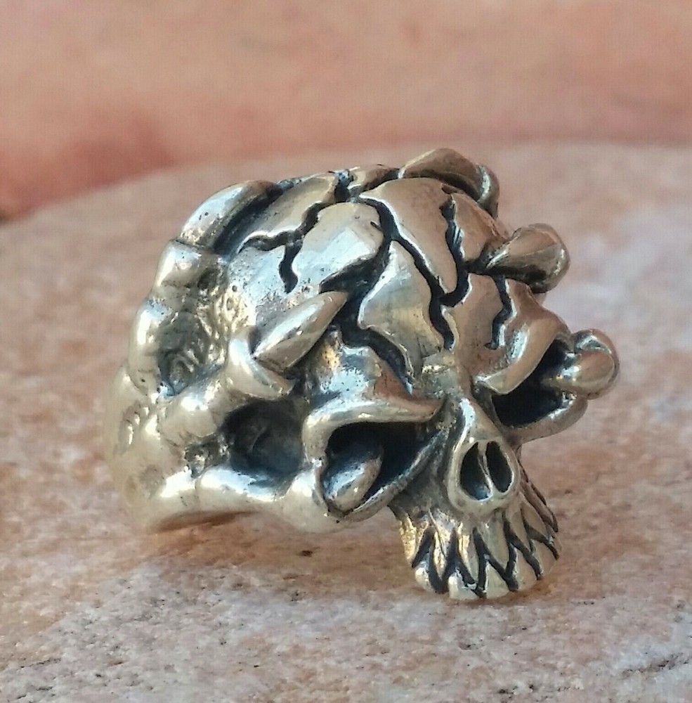 925 MENS SILVER RING skull motorcycle pirate claws
